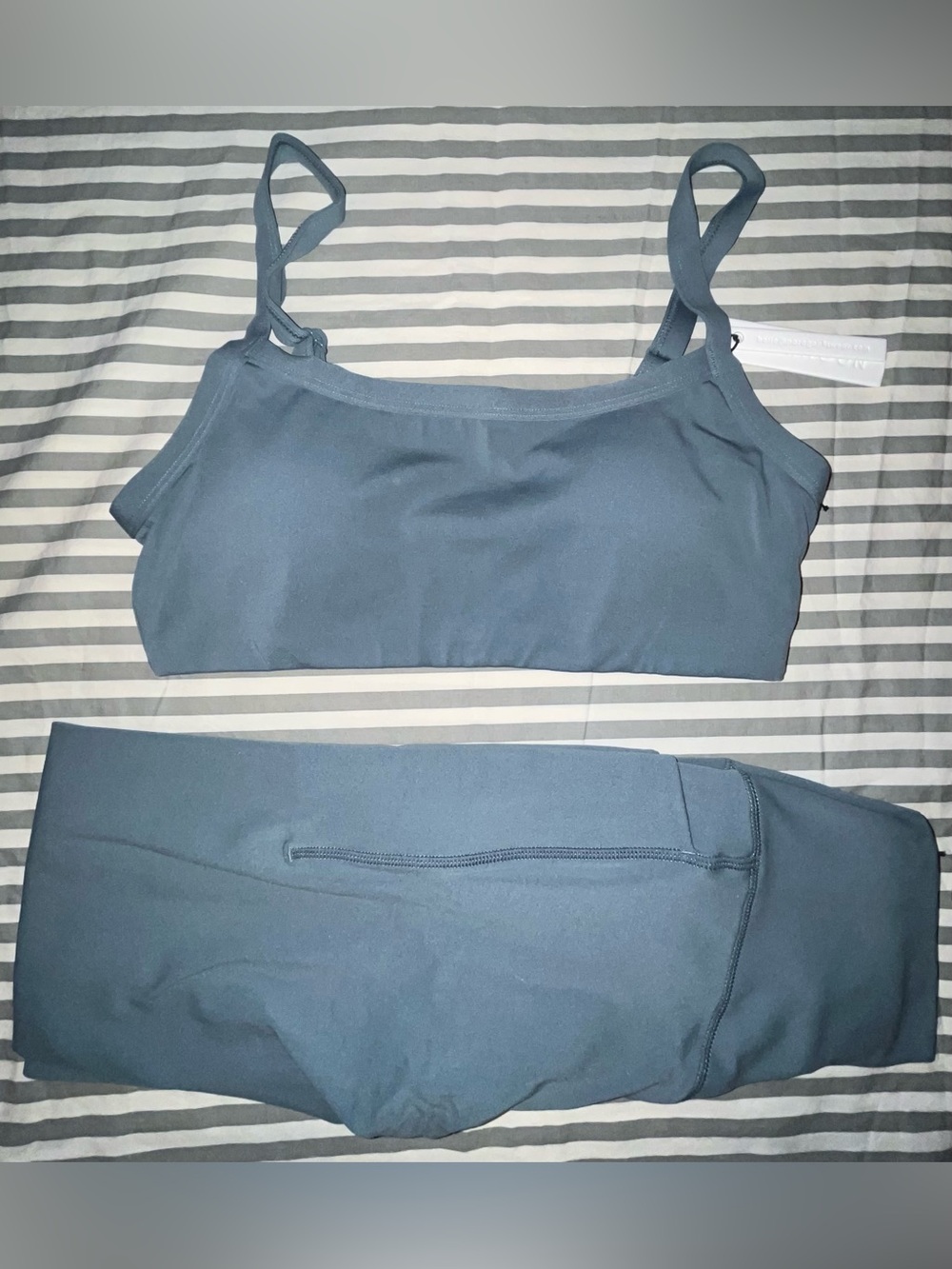 Paragon Fitwear Reluna Sculptseam Pocket Legging & Multifit Bra in Slate Sz M